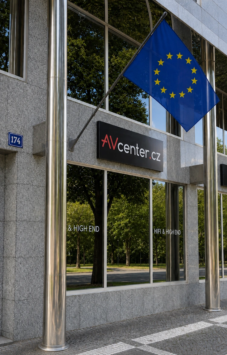 Vstup do showroomu AVcenter.cz na Vinohradské ulici v Praze